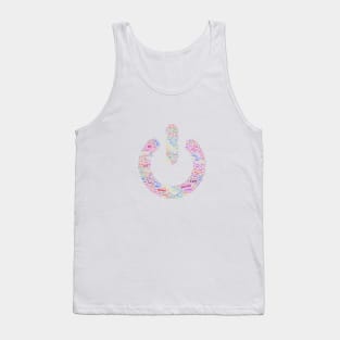 Power Button Silhouette Shape Text Word Cloud Tank Top